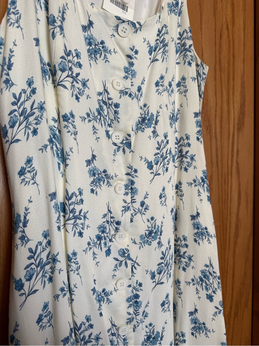 Blu Pepper Cream Maxi Dress with Blue Floral Print - Picture 3 of 3